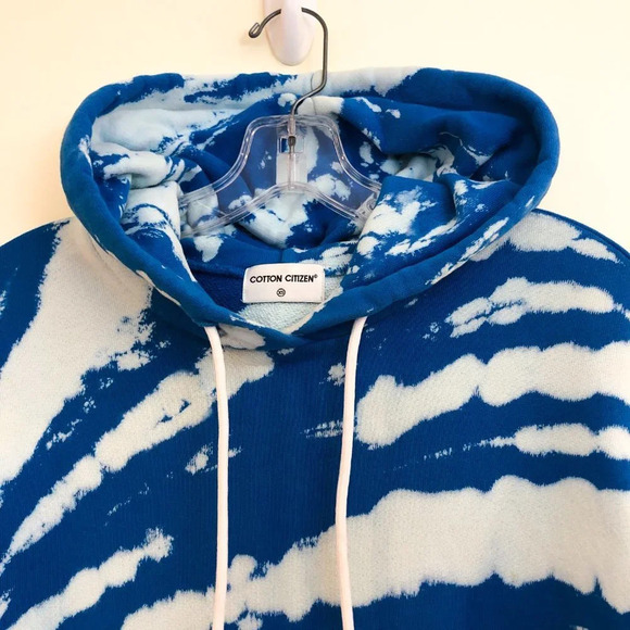 Cotton Citizen Brooklyn 100% Cotton Blue Tie Dye Oversized Hooded Sweatshirt XS - Picture 10 of 14